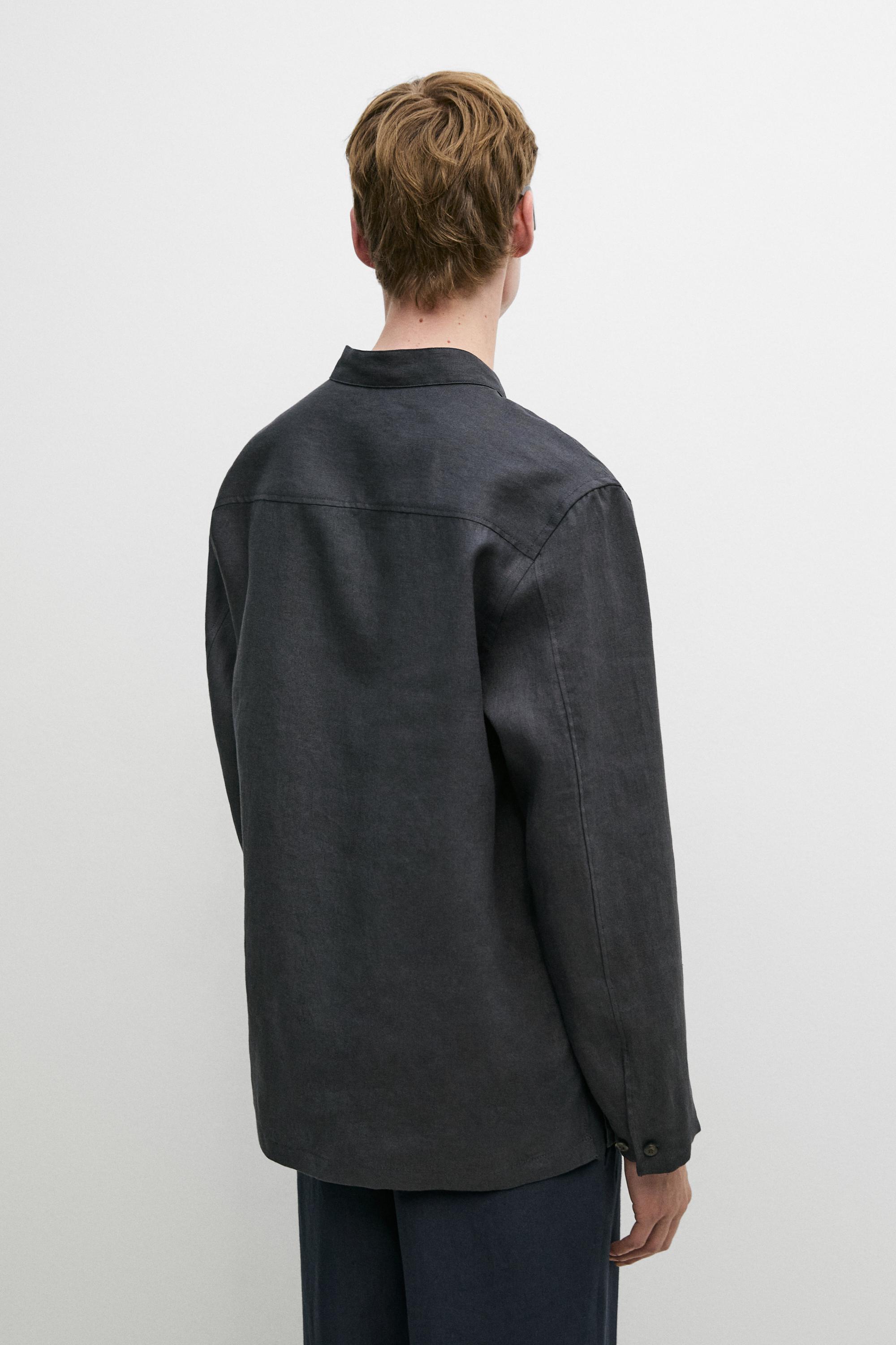 Linen button-up shirt with stand collar - LIMITED EDITION